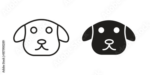 Dog icons in a black filled and outlined style. Set of vector icons