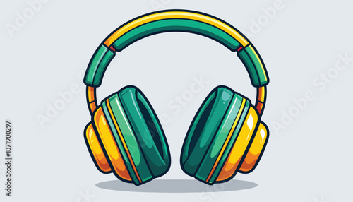 Vibrant Headphones with Green and Yellow Accents for Audio Enjoyment.