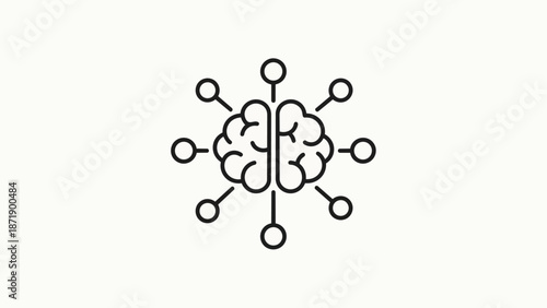 Abstract Brain Network Connection Icon Symbol.