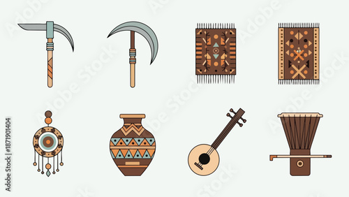 Collection of Traditional Cultural Artifacts and Tools.