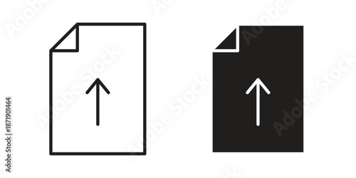 File upload icons in a black filled and outlined style. Set of vector icons