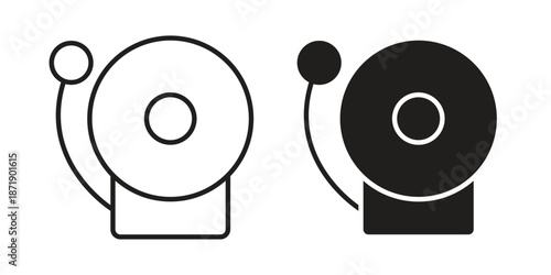 Fire alarm icons in a black filled and outlined style. Set of vector icons