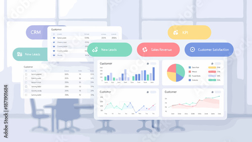 Data Visualization Dashboards Displayed in a Modern Office Setting.