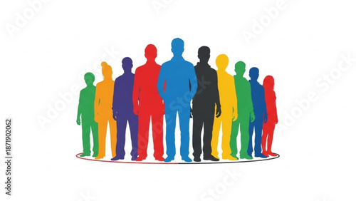 Diverse Group of People Standing Together in Rainbow Colors