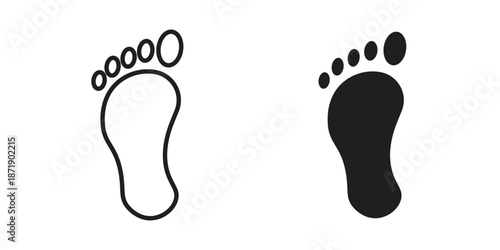 Footprint icons in a black filled and outlined style. Set of vector icons