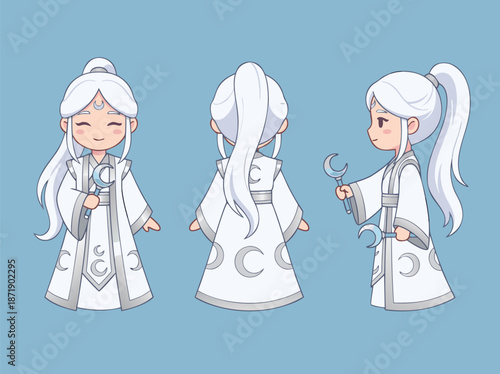 Cute Chibi Moon Priestess Character Design.