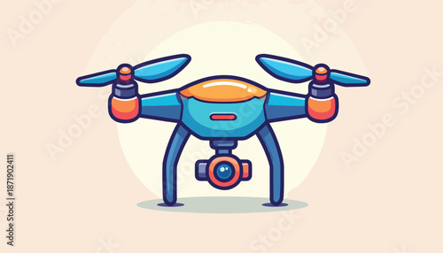 Cartoon Drone with Camera for Aerial Photography and Videography.