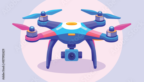 Cartoon Drone with Camera - Aerial Technology and Modern Innovation.