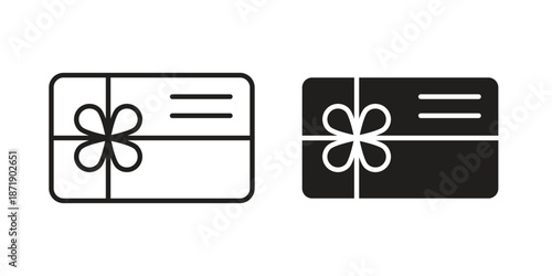 Gift voucher icons in a black filled and outlined style. Set of vector icons
