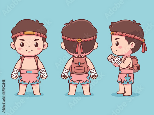 Cute Muay Thai Fighter Character Design.