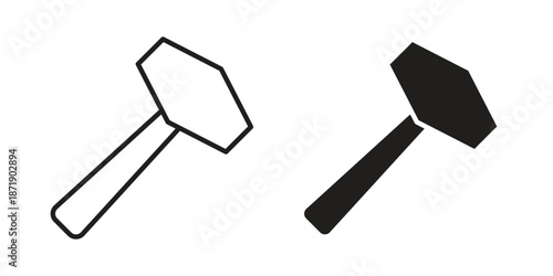Hammer icons in a black filled and outlined style. Set of vector icons