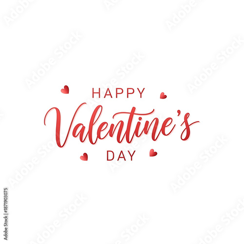 Wallpaper Mural Happy Valentine's Day greeting with red hearts on white Torontodigital.ca