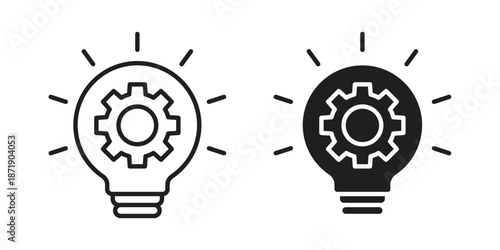 Innovation icons in a black filled and outlined style. Set of vector icons
