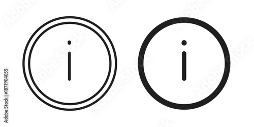 Info icons in a black filled and outlined style. Set of vector icons