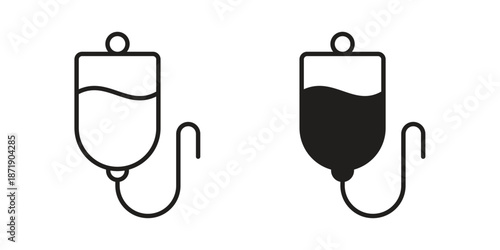 IV bag icons in a black filled and outlined style. Set of vector icons