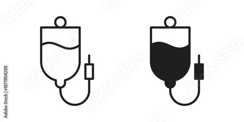 IV drip icons in a black filled and outlined style. Set of vector icons