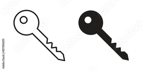 key icons in a black filled and outlined style. Set of vector icons