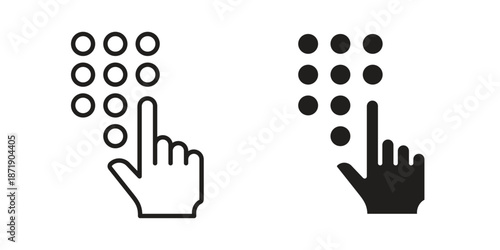 Keypad icons in a black filled and outlined style. Set of vector icons