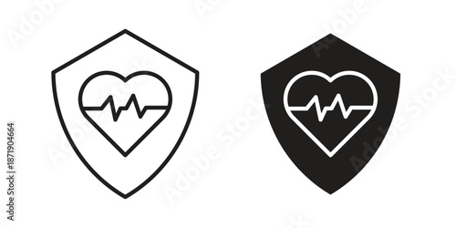Life insurance icons in a black filled and outlined style. Set of vector icons