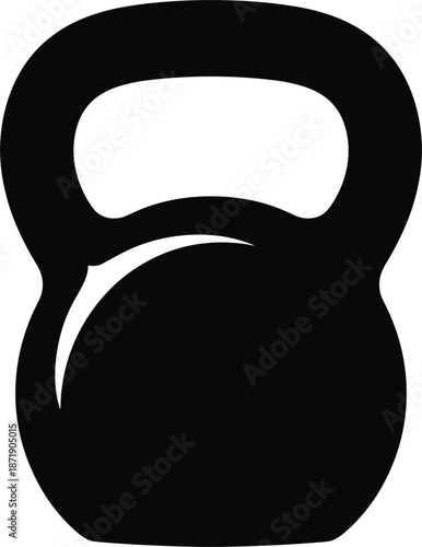 Black kettlebell silhouette on white background weight fitness exercise