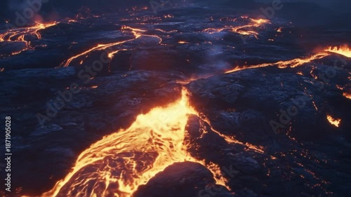 Lava flow at night