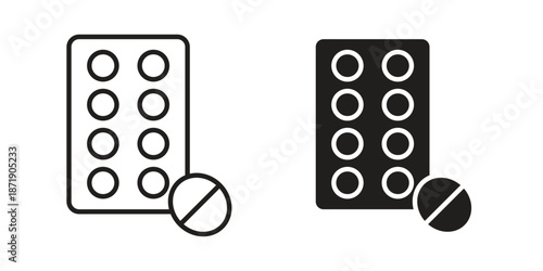 Medicine icons in a black filled and outlined style. Set of vector icons