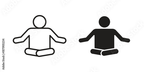 Meditation icons in a black filled and outlined style. Set of vector icons