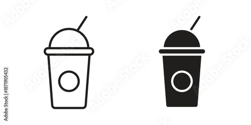 Milkshake icons in a black filled and outlined style. Set of vector icons