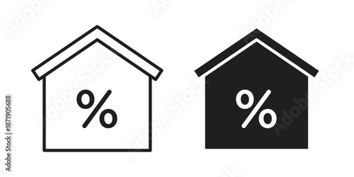 Mortgage icons in a black filled and outlined style. Set of vector icons