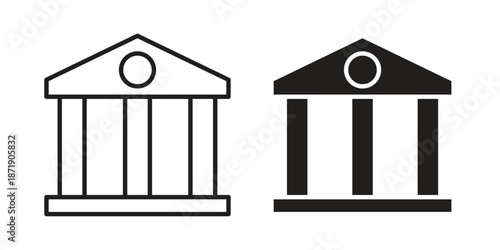 Museum icons in a black filled and outlined style. Set of vector icons