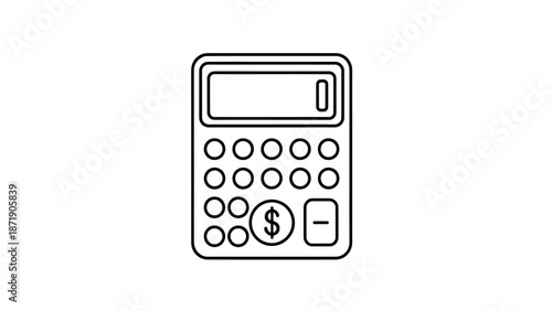 A simple line drawing of a calculator on a plain white background viewed from directly above