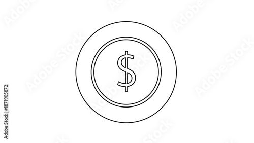 A simple line drawing of a dollar coin on a white background