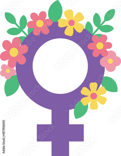 Women's Day floral Venus symbol illustration for International Women's Day celebration and empowerment designs