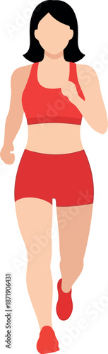 Empowered Woman Running Illustration for International Women's Day Fitness and Wellness Campaigns