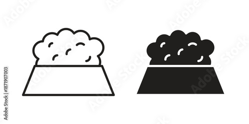 Pet food icons in a black filled and outlined style. Set of vector icons
