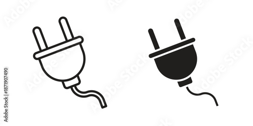 Plug adapter icons in a black filled and outlined style. Set of vector icons