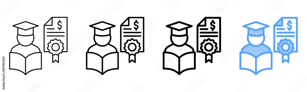 Fototapeta premium Study Grant Icon Different Style Outline Collection Set