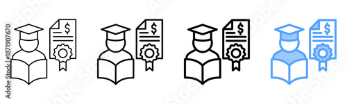Study Grant Icon Different Style Outline Collection Set 