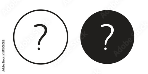 Question mark icons in a black filled and outlined style. Set of vector icons