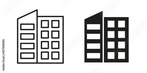 Real estate icons in a black filled and outlined style. Set of vector icons