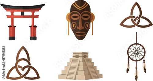 Collection of Cultural Symbols and Landmarks.