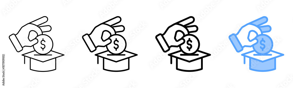 Fototapeta premium Education Funding Icon Different Style Outline Collection Set 