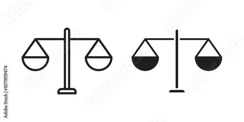 Scales icons in a black filled and outlined style. Set of vector icons