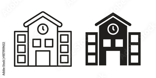 school icons in a black filled and outlined style. Set of vector icons