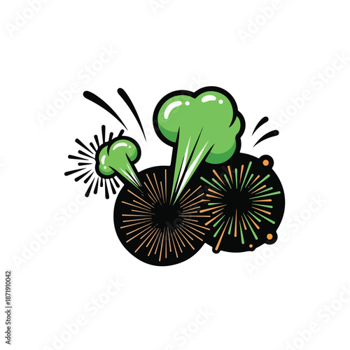 A green substance bursts out of a black circular object