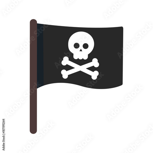 Pirate flag. Warning, danger, marine concepts. Flat vector design isolated illustration.