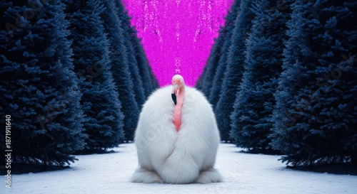Abominable Snowman in Snowy Forest Scene.