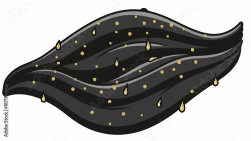 Wavy black strands with golden drops, suggesting a sleek or oily texture
