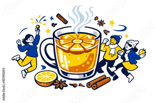 Festive Citrus Cider. Festive Citrus Cider. Apple cider with orange slices arranged like a sunburst on the