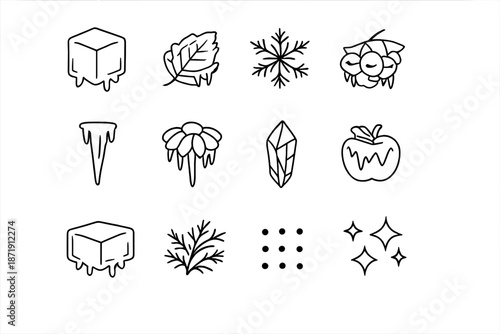 Glacial Symbol Icons. Glacial preservation icons. Line outline icon set of Glacial preservation icons: ice
